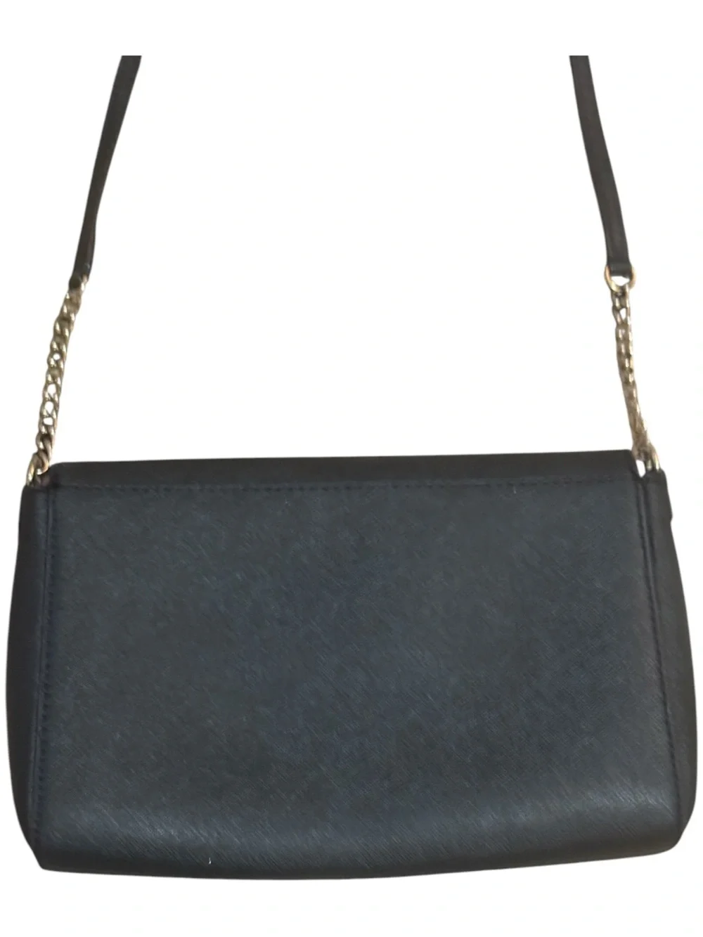 kate spade Black Leather Crossbody with Gold Chain Accents